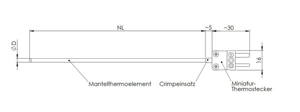Thermoelement Typ N mit Miniatur-Stecker