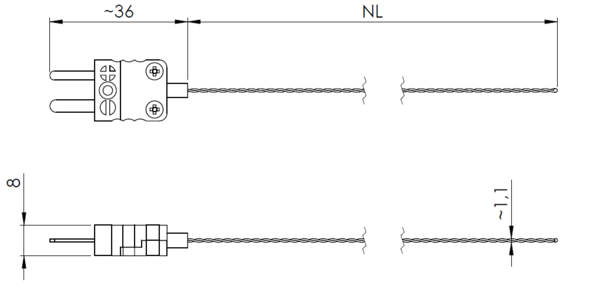 Flexibles Thermoelement Typ J mit Mini-Stecker
